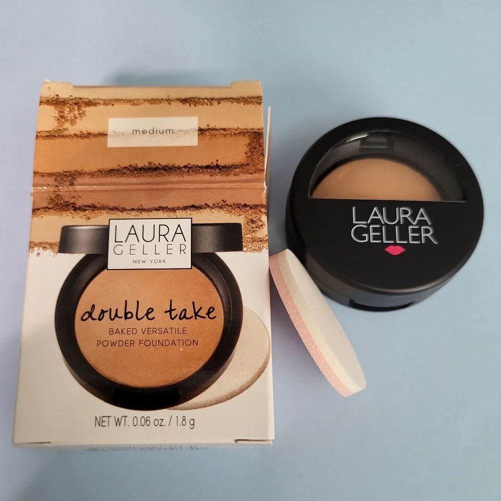 Laura Geller Double Take Baked Versatile Powder Foundation Medium .06oz (TS) NIB